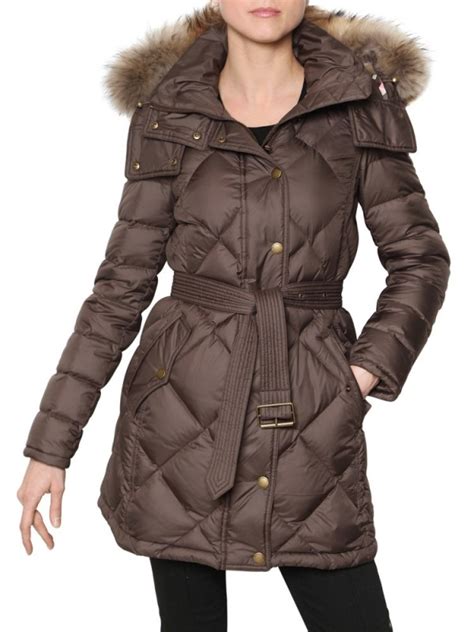 burberry brit quilted puffer jacket with fur trimmed hood|Burberry clothing website.